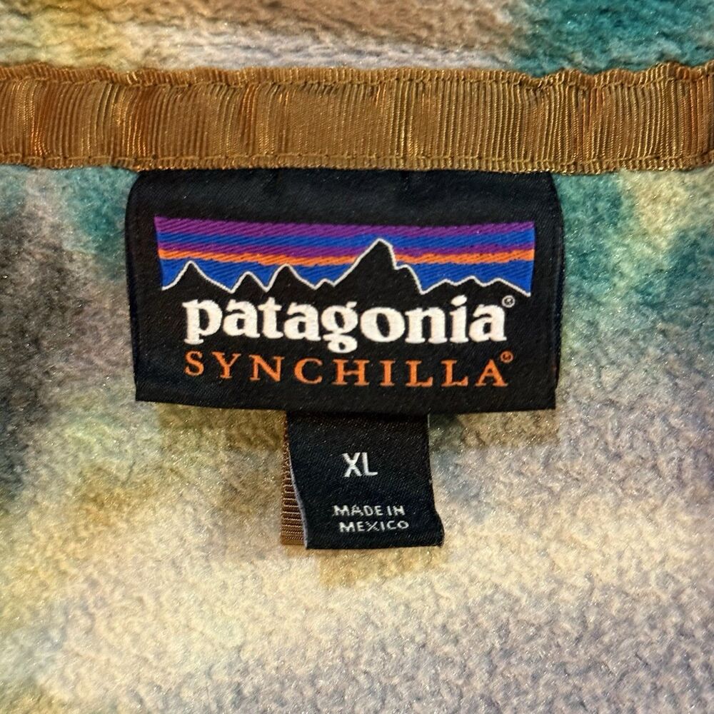 Rare Vintage PATAGONIA SYNCHILLA Fleece Pullover XL Snap T Fish Trout Jacket - Picture 3 of 5